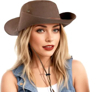 DOCILA Stylish Bucket Hats for Women Foldable Outdoor Plaid Fisherman Sun/Rain Cap with Chin Strap