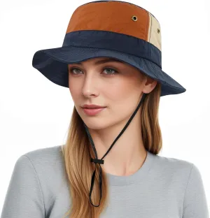 DOCILA Stylish Bucket Hats for Women Foldable Outdoor Plaid Fisherman Sun/Rain Cap with Chin Strap