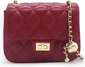DOTBABY Diamond Chain Shoulder Crossbody Bag, Fashionable Women's Leather Tote Handbag, Adjustable Straps,Buckle Opening