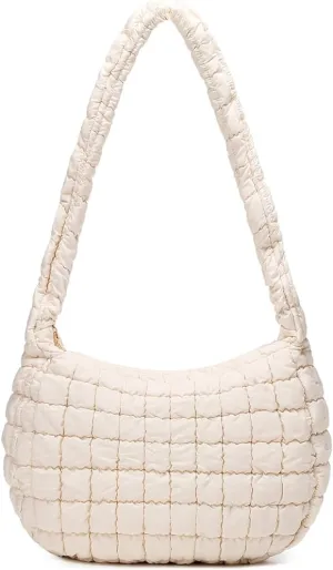 Down Cotton Padded Large Tote Bags Lattice Crossbody Tote Bags for Women Lightweight Quilted Padding Shoulder Bag