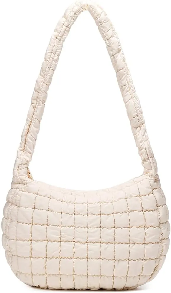 Down Cotton Padded Large Tote Bags Lattice Crossbody Tote Bags for Women Lightweight Quilted Padding Shoulder Bag