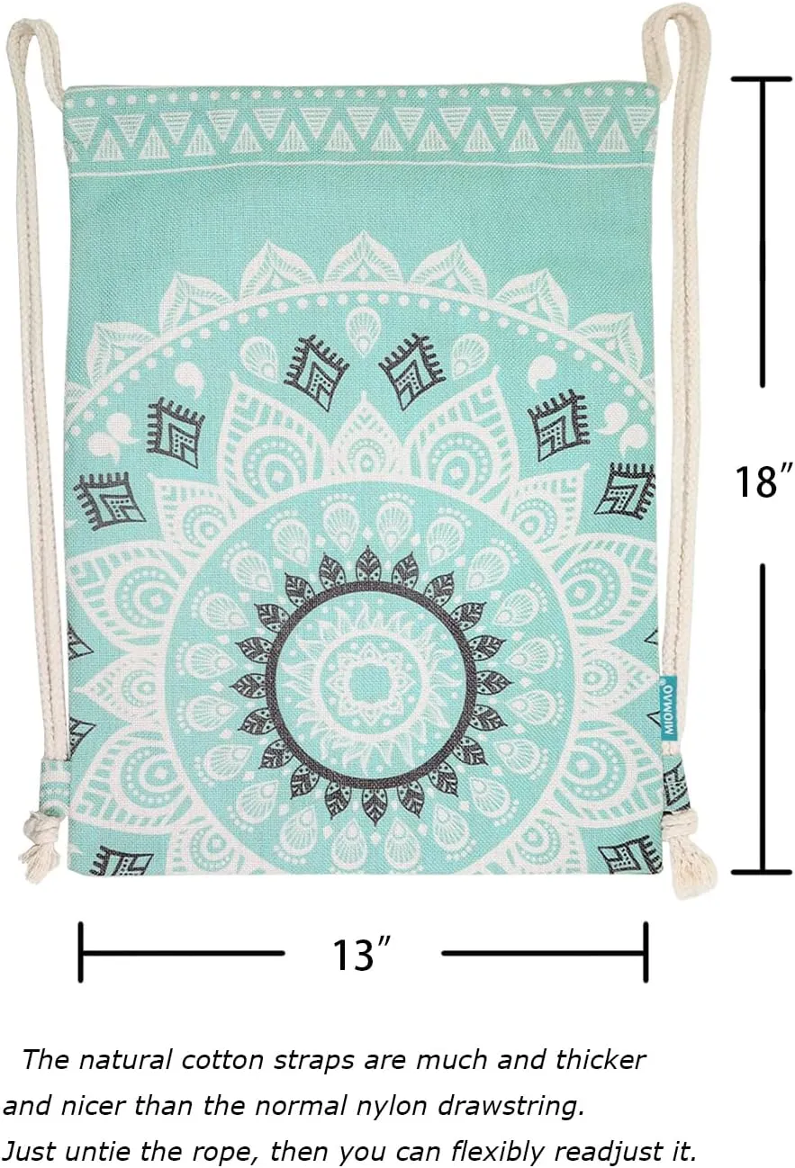 Drawstring Backpack Mandala Style String Bag Canvas Beach Sport Daypack