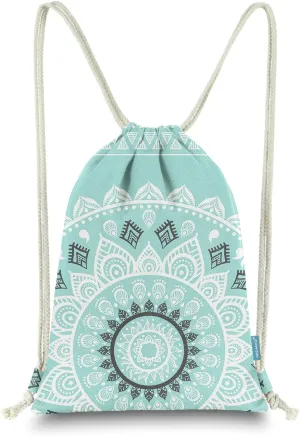 Drawstring Backpack Mandala Style String Bag Canvas Beach Sport Daypack