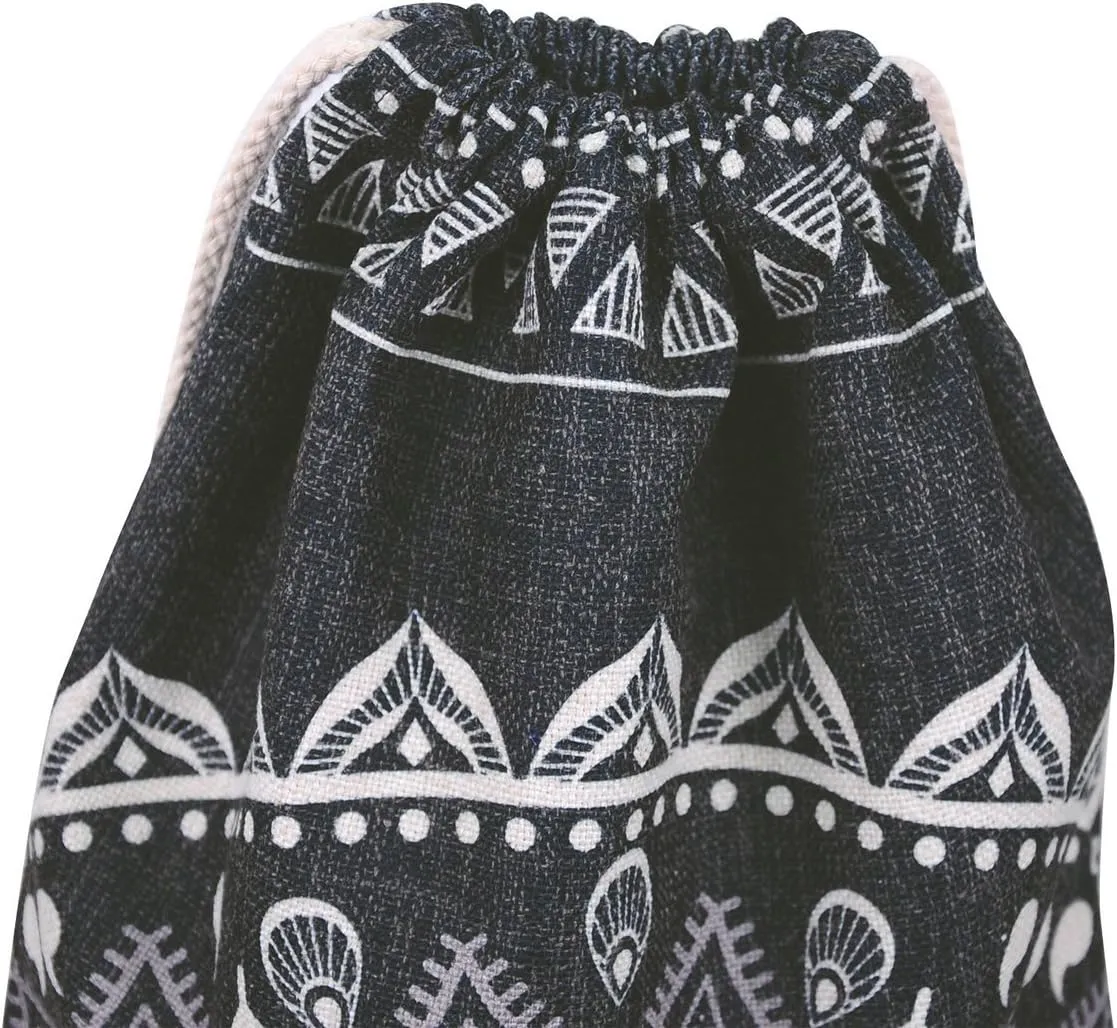 Drawstring Backpack Mandala Style String Bag Canvas Beach Sport Daypack
