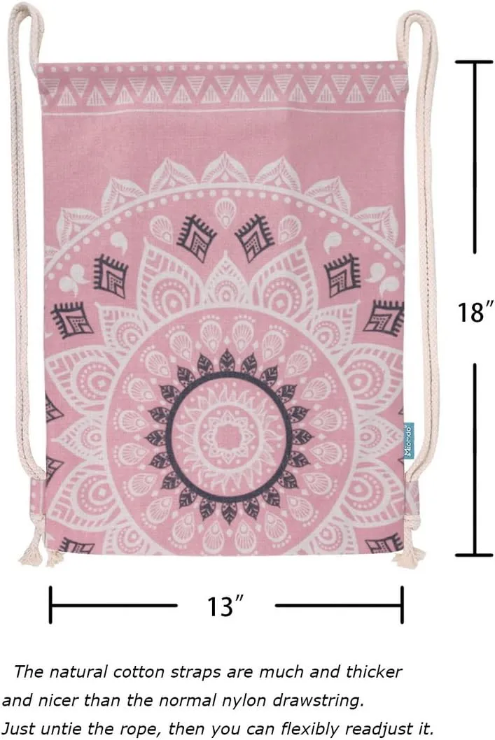 Drawstring Backpack Mandala Style String Bag Canvas Beach Sport Daypack