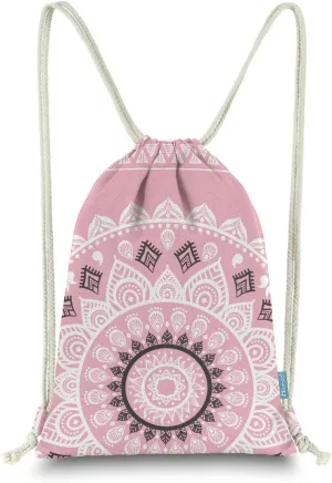 Drawstring Backpack Mandala Style String Bag Canvas Beach Sport Daypack