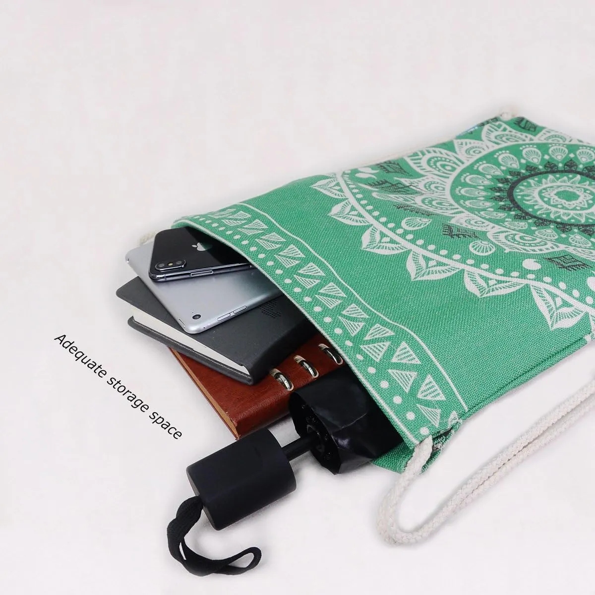 Drawstring Backpack Mandala Style String Bag Canvas Beach Sport Daypack