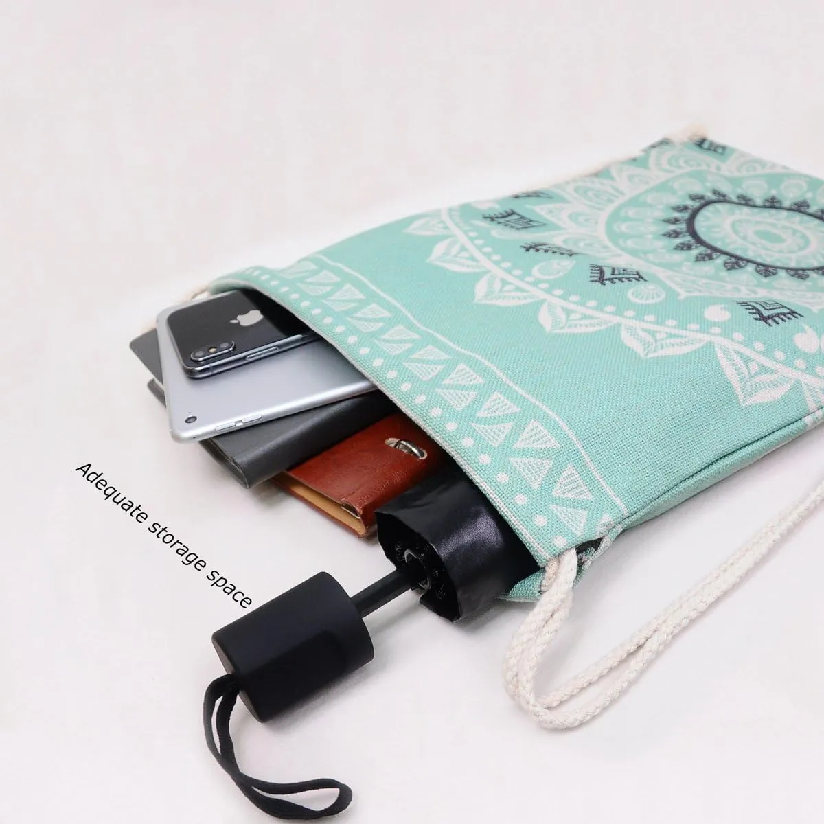 Drawstring Backpack Mandala Style String Bag Canvas Beach Sport Daypack