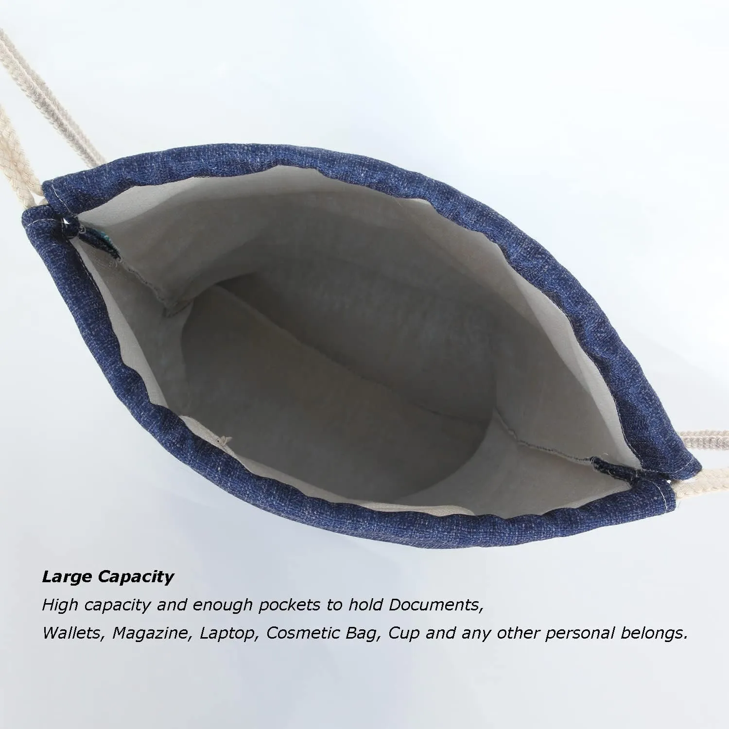 Drawstring Backpack Simple Style String Bag Canvas Beach Sport Daypack