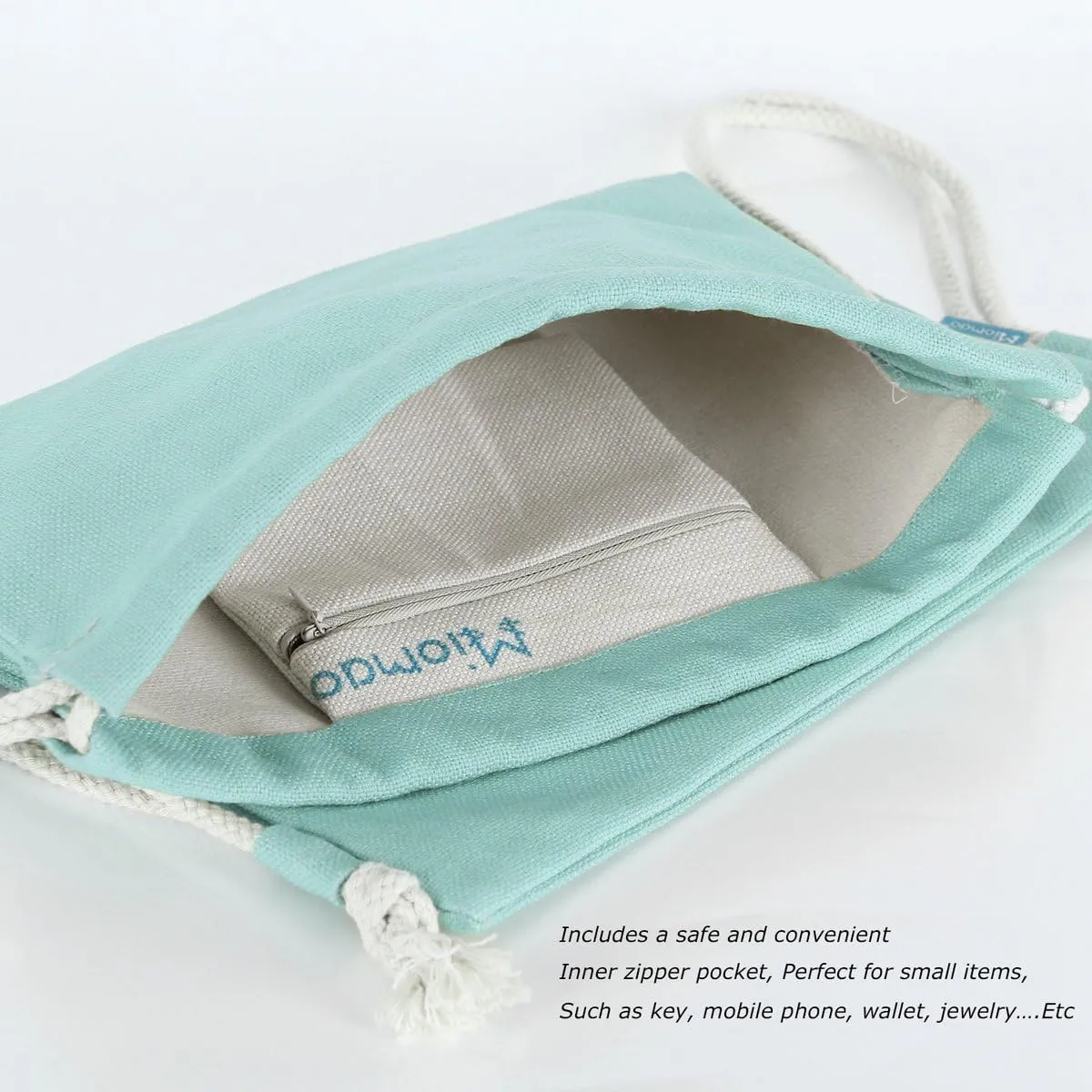 Drawstring Backpack Simple Style String Bag Canvas Beach Sport Daypack