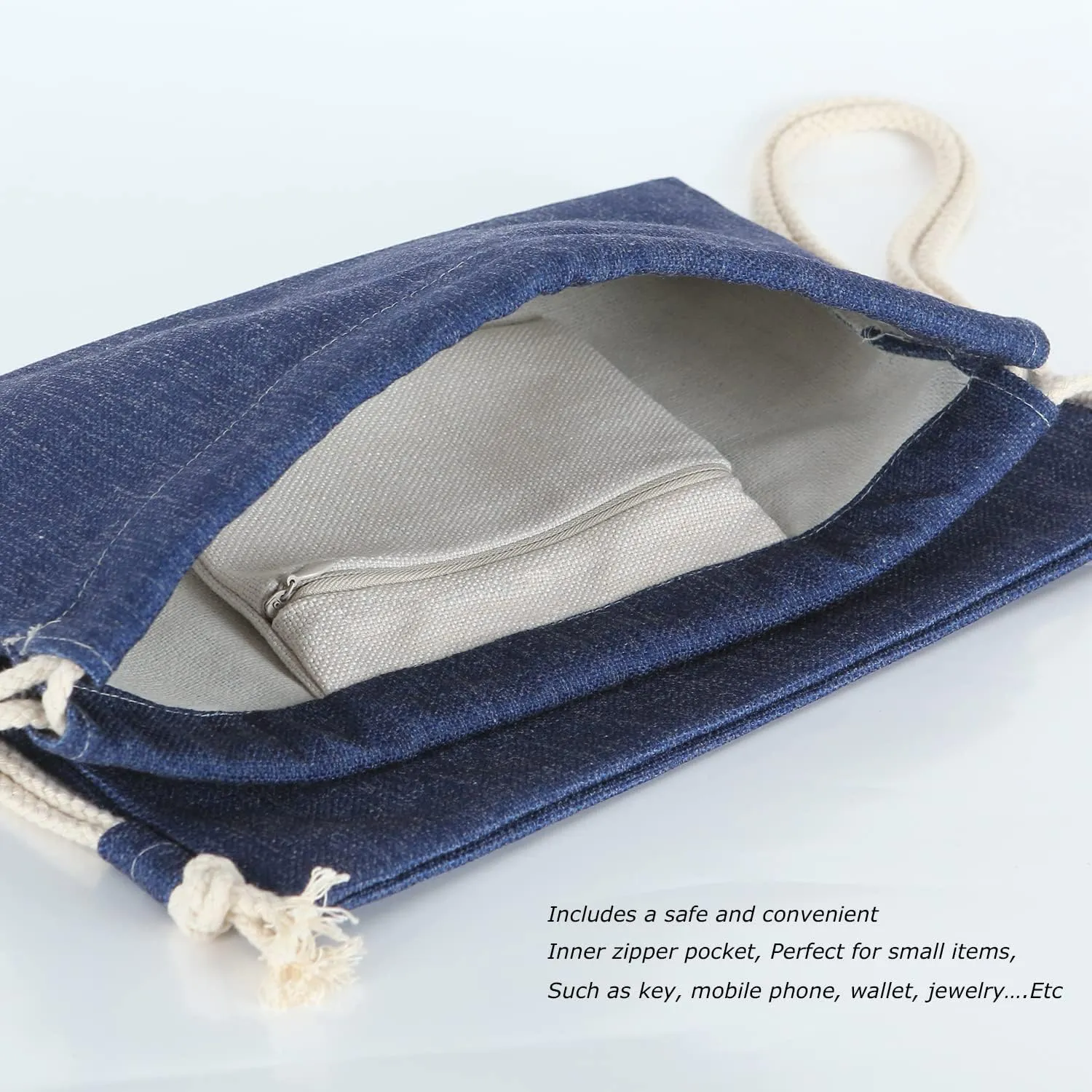 Drawstring Backpack Simple Style String Bag Canvas Beach Sport Daypack