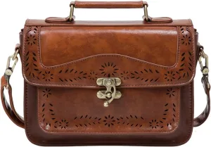 ECOSUSI Women PU Leather Satchel Purse Vintage Small College Crossbody Messenger Bag Work Cross-body Bag