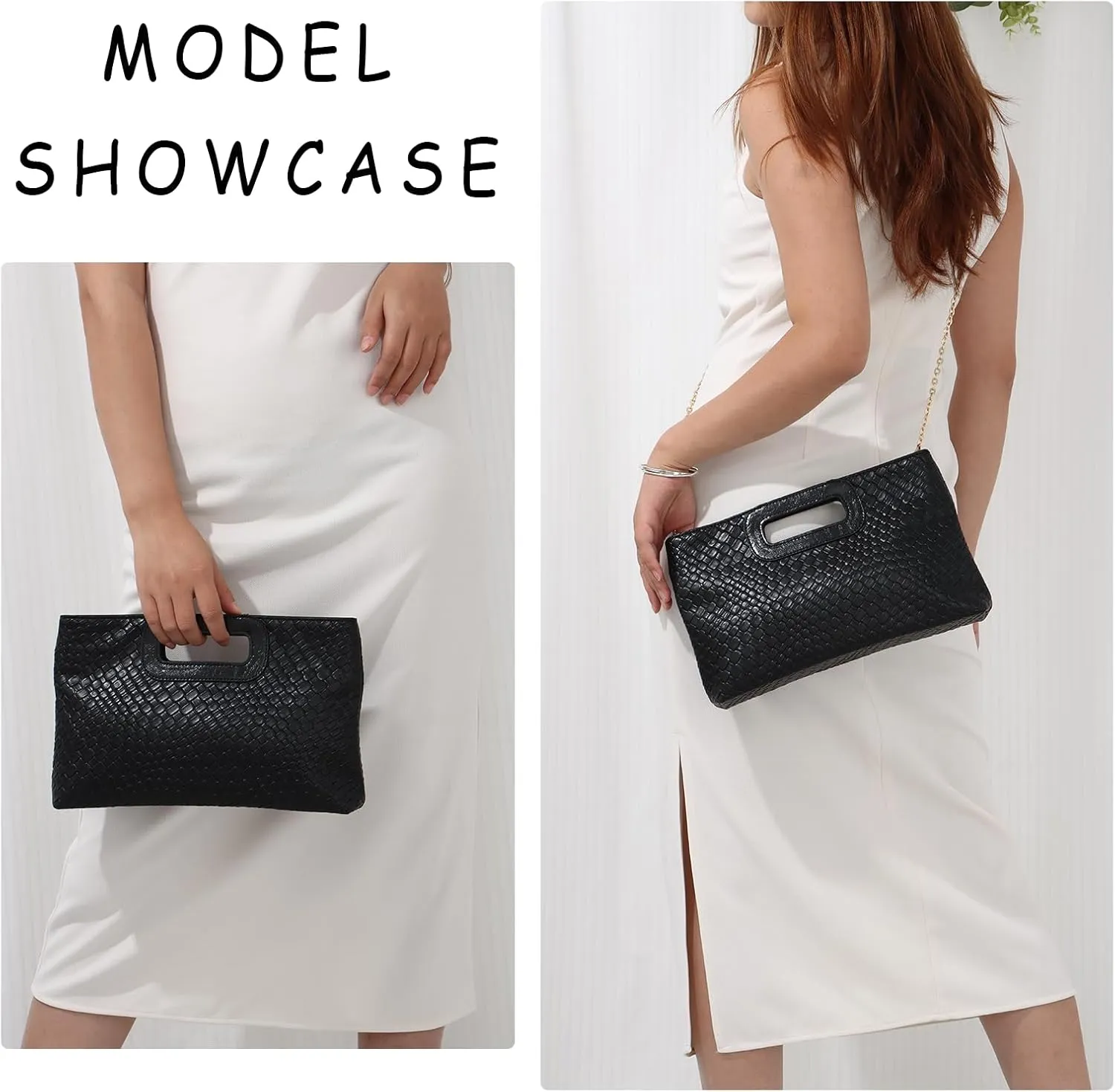Emprier Clutch Purse for Women Faux Leather Evening Bags With Chain,for Prom Cocktail Wedding
