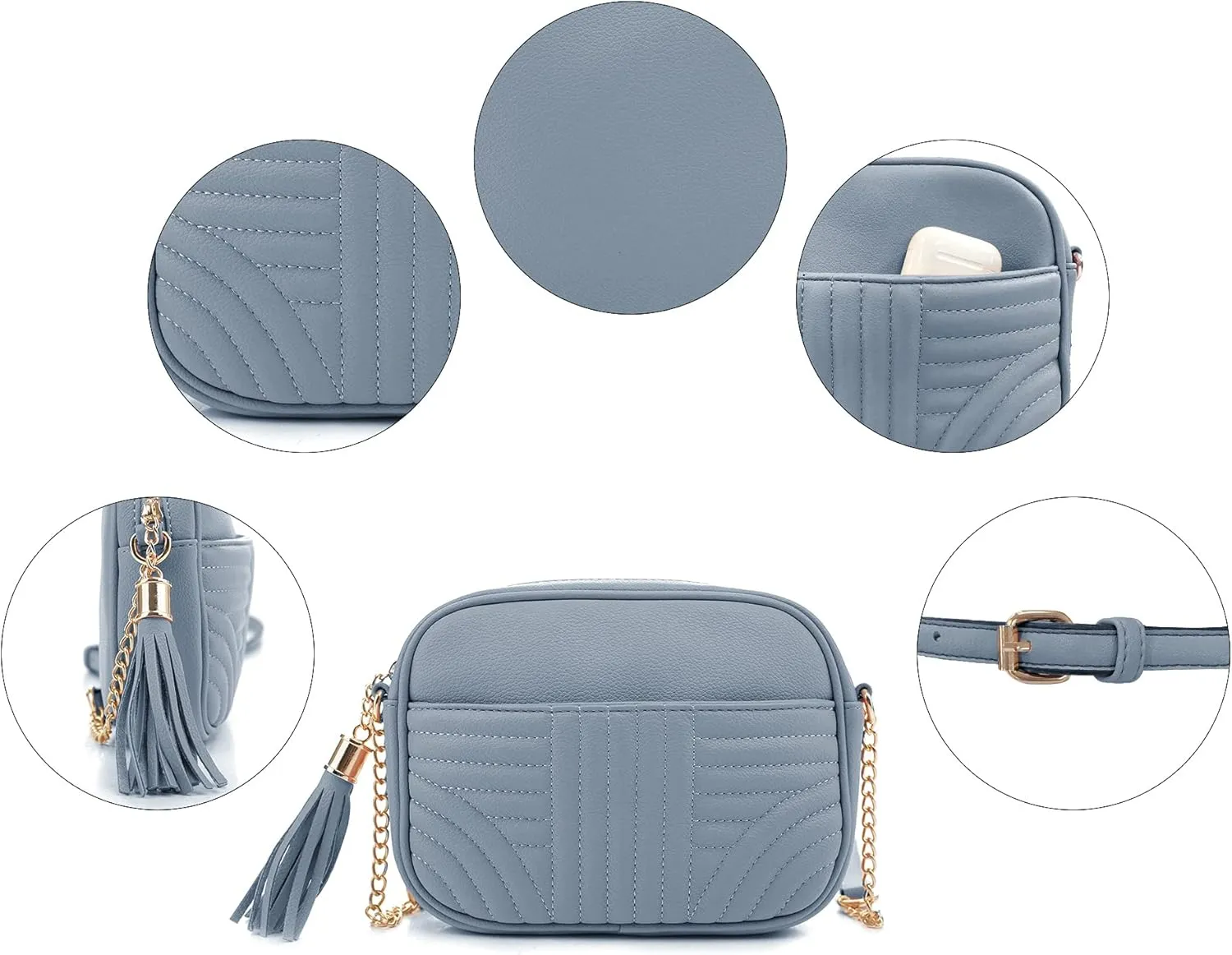 EVVE Quilted Crossbody Bags for Women - Stylish Camera Bag with Tassel - Lightweight Medium Size Shoulder Purse