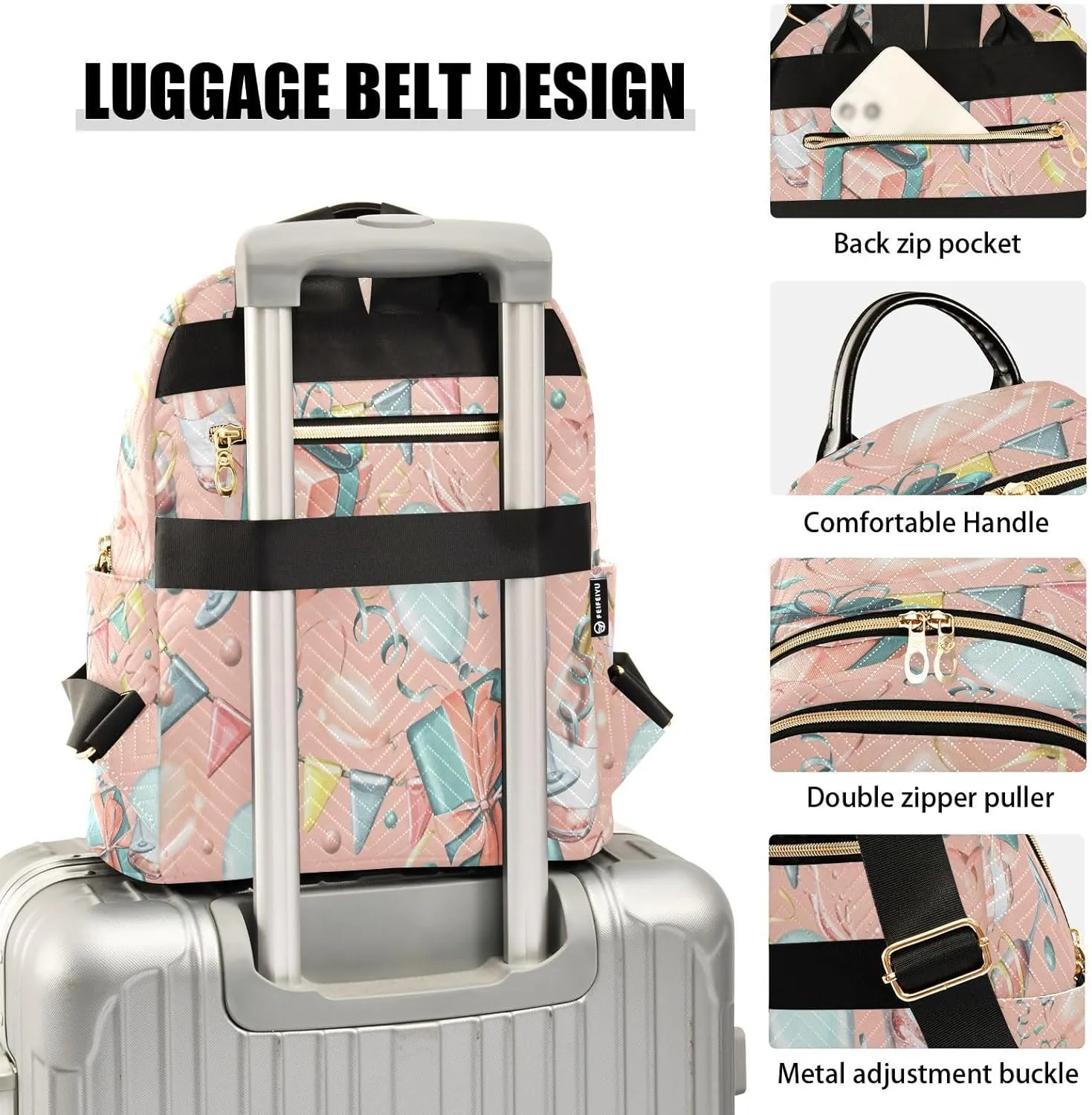 Exnundod Champagne Bottles Theme Women Backpack Purse Travel Backpacks Lightweight Daypack Casual Shoulder Bag for Outdoor, M