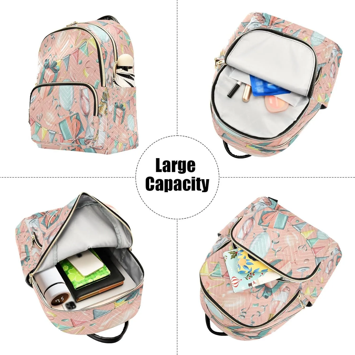 Exnundod Champagne Bottles Theme Women Backpack Purse Travel Backpacks Lightweight Daypack Casual Shoulder Bag for Outdoor, M