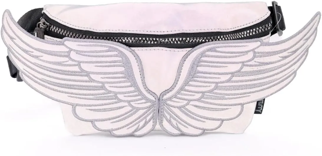 Fanny Pack Women Retro Fanny Pack Crossbody Bag for Women Men Festival Bag Small Cute Fanny Packs Woman Concert Bag Fashion Belt Bag 80s Waist Packs WINGS Silver Reflective