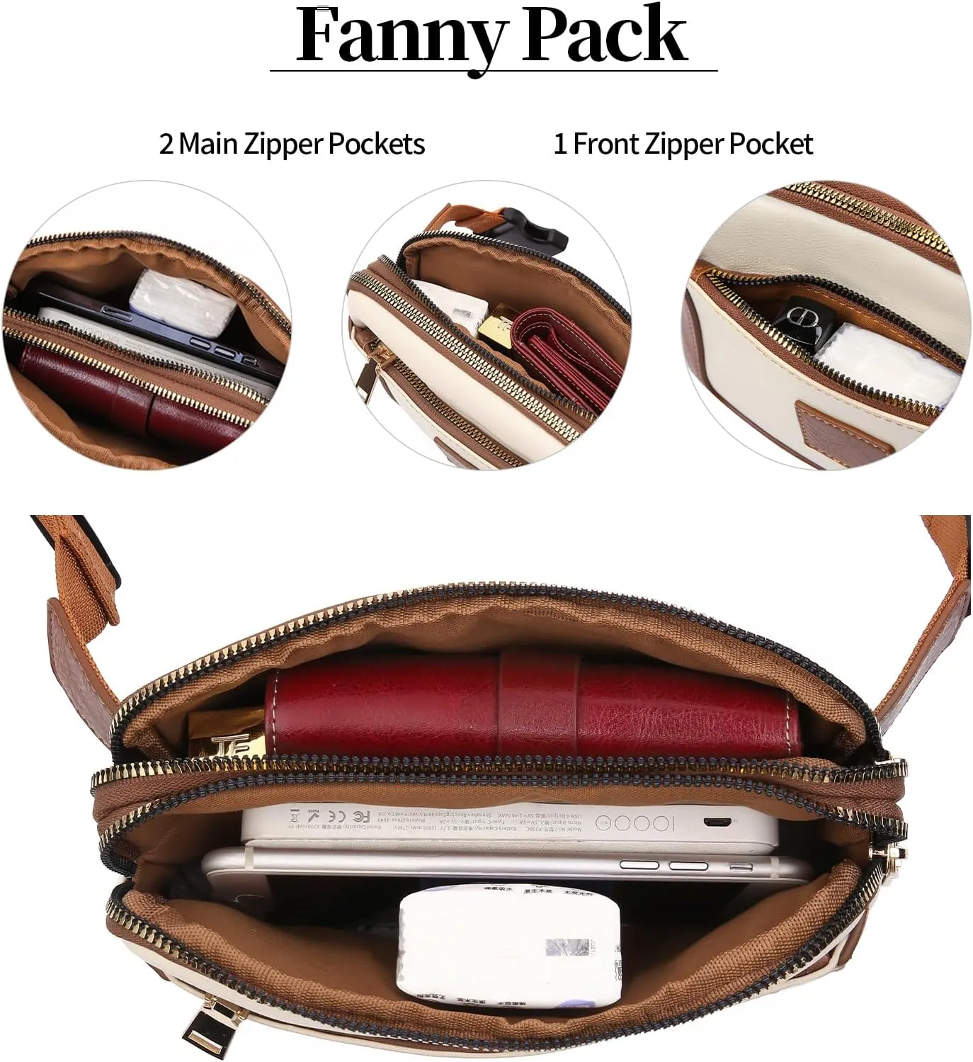 Fanny Packs for Women Leather Belt Bag Crossbody Fashion Waist Packs Bum Bag with Adjustable Strap