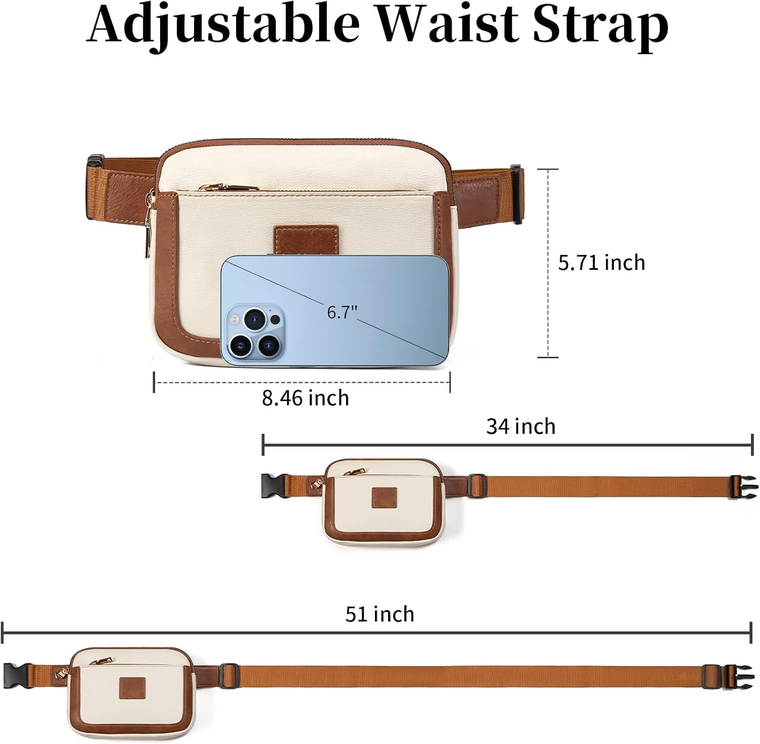 Fanny Packs for Women Leather Belt Bag Crossbody Fashion Waist Packs Bum Bag with Adjustable Strap