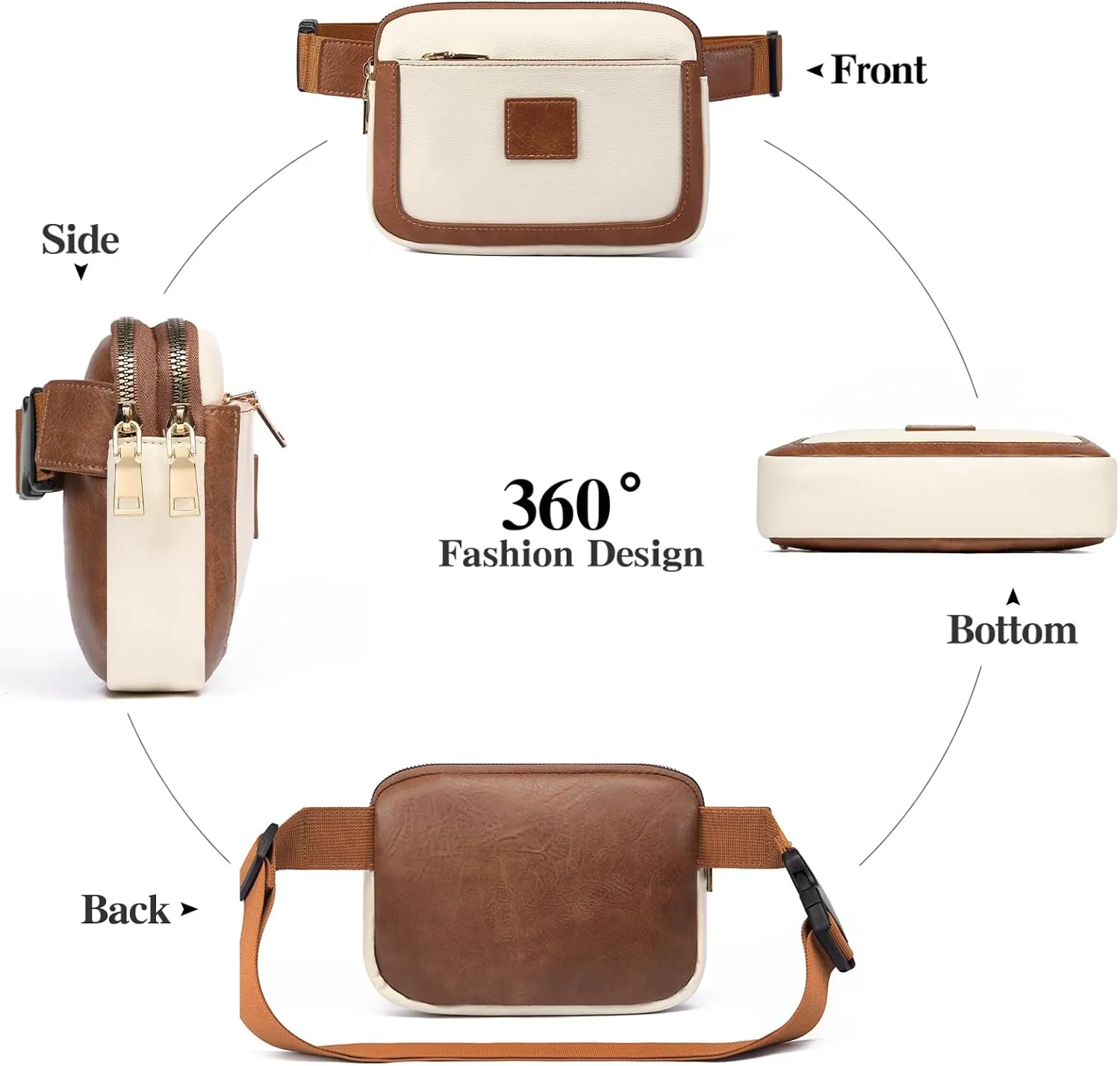 Fanny Packs for Women Leather Belt Bag Crossbody Fashion Waist Packs Bum Bag with Adjustable Strap