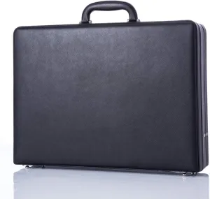 feixueer Leather Mens Briefcase Hardsided Attach Hard Shell Vintage Outlook Organized Interior- Black
