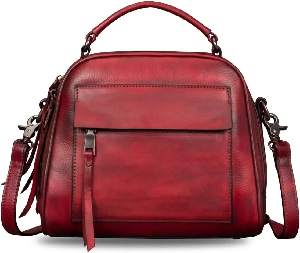 Genuine Leather Purses and Handbags for Women Shoulder Bag Vintage Handmade Real Leather Crossbody Satchel Purse with Strap