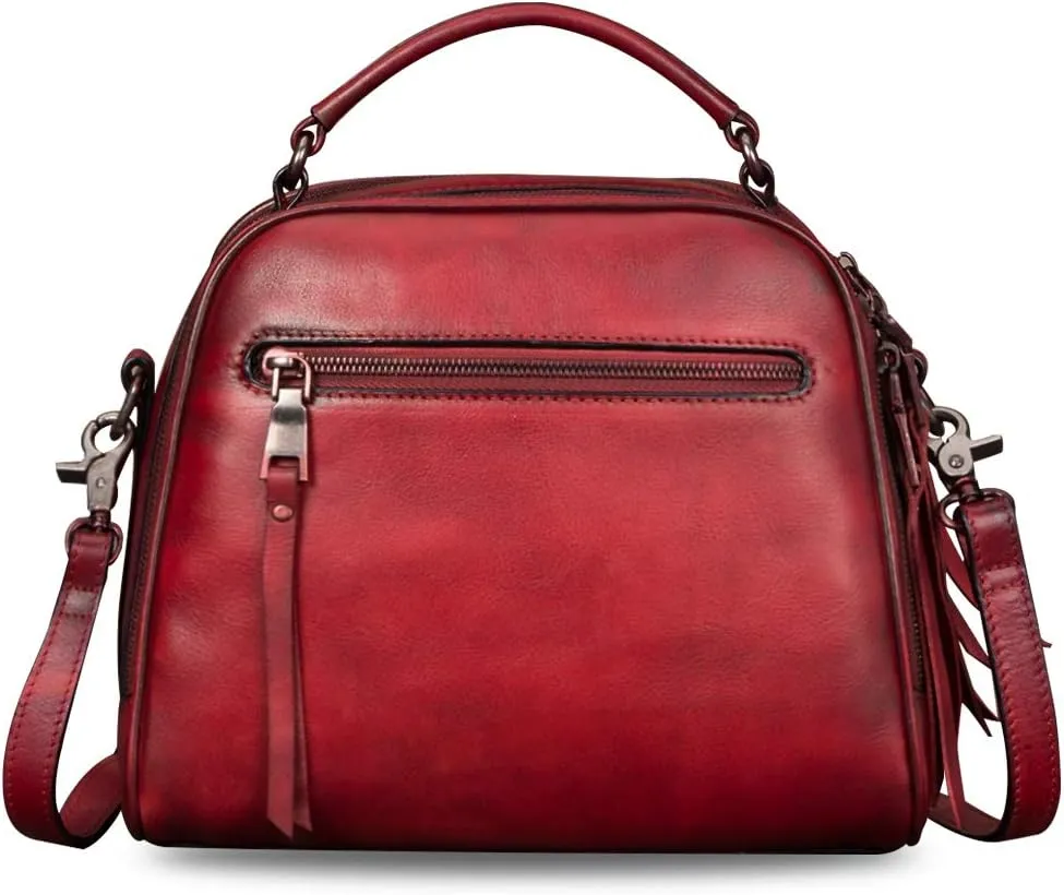 Genuine Leather Purses and Handbags for Women Shoulder Bag Vintage Handmade Real Leather Crossbody Satchel Purse with Strap