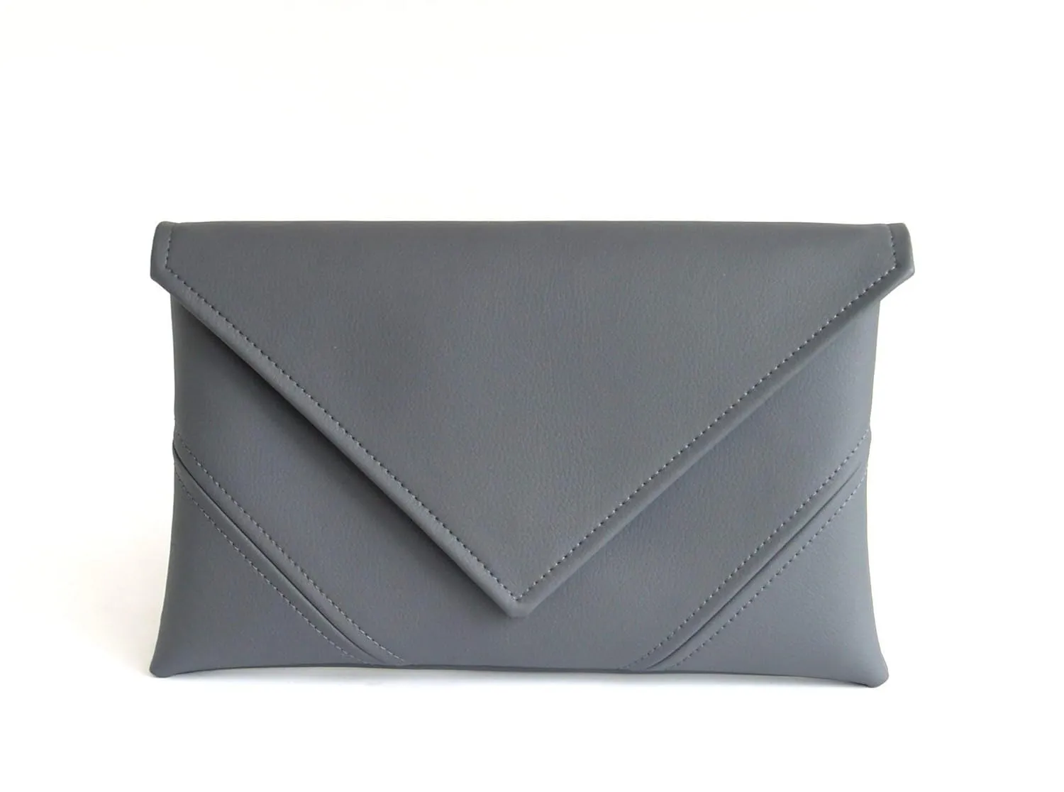 Grey Clutch Bag Gray Purse Handmade Vegan Leather Clutch Evening Clutch Purse Vegan Bag Bridesmaid Clutch Casual Handbag Envelope Purse