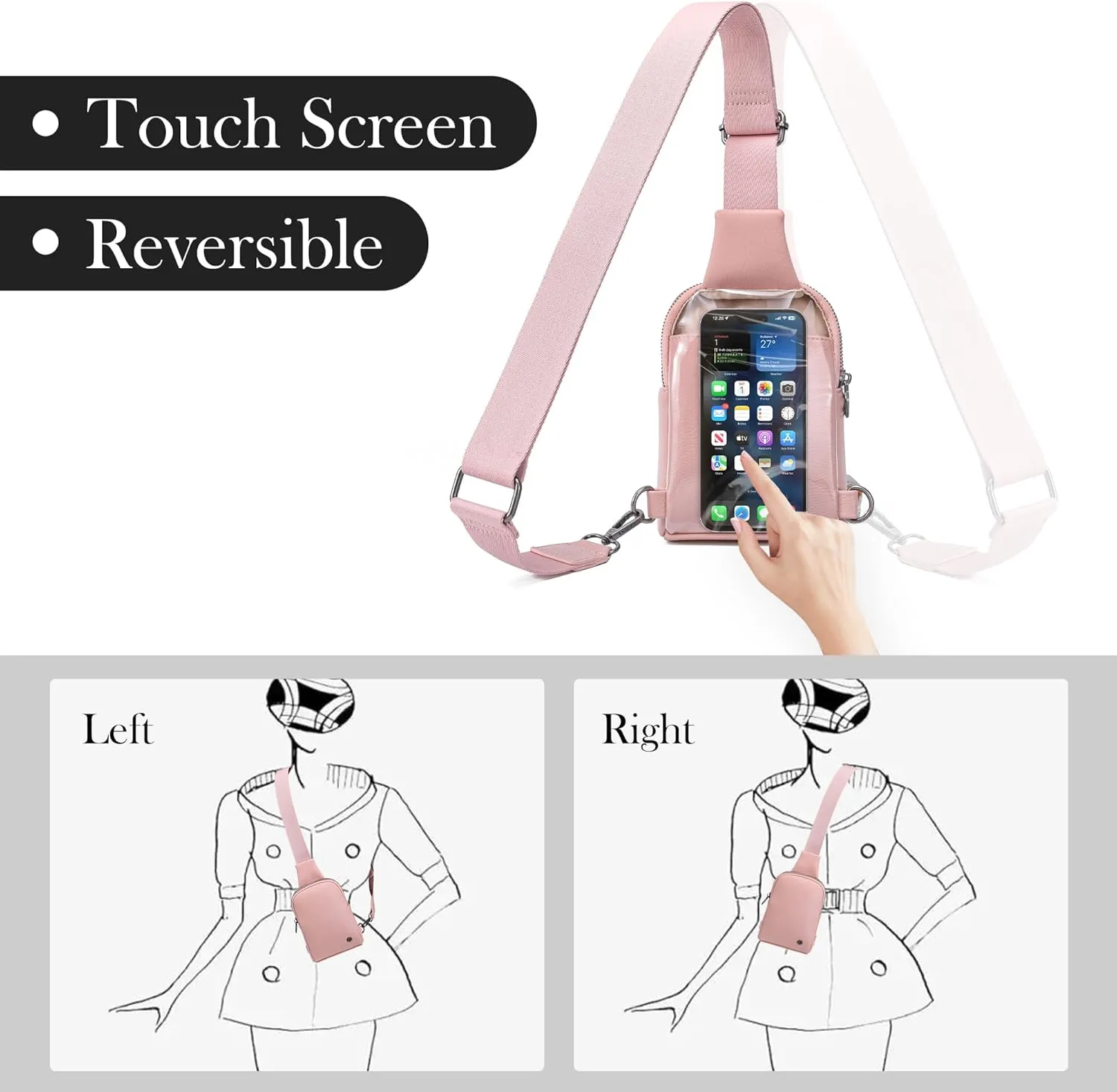 Haytijoe Touchscreen Sling Bag for Women Travel Crossbody Cell Phone Purse Anti Theft Cross Body Bag for Woman