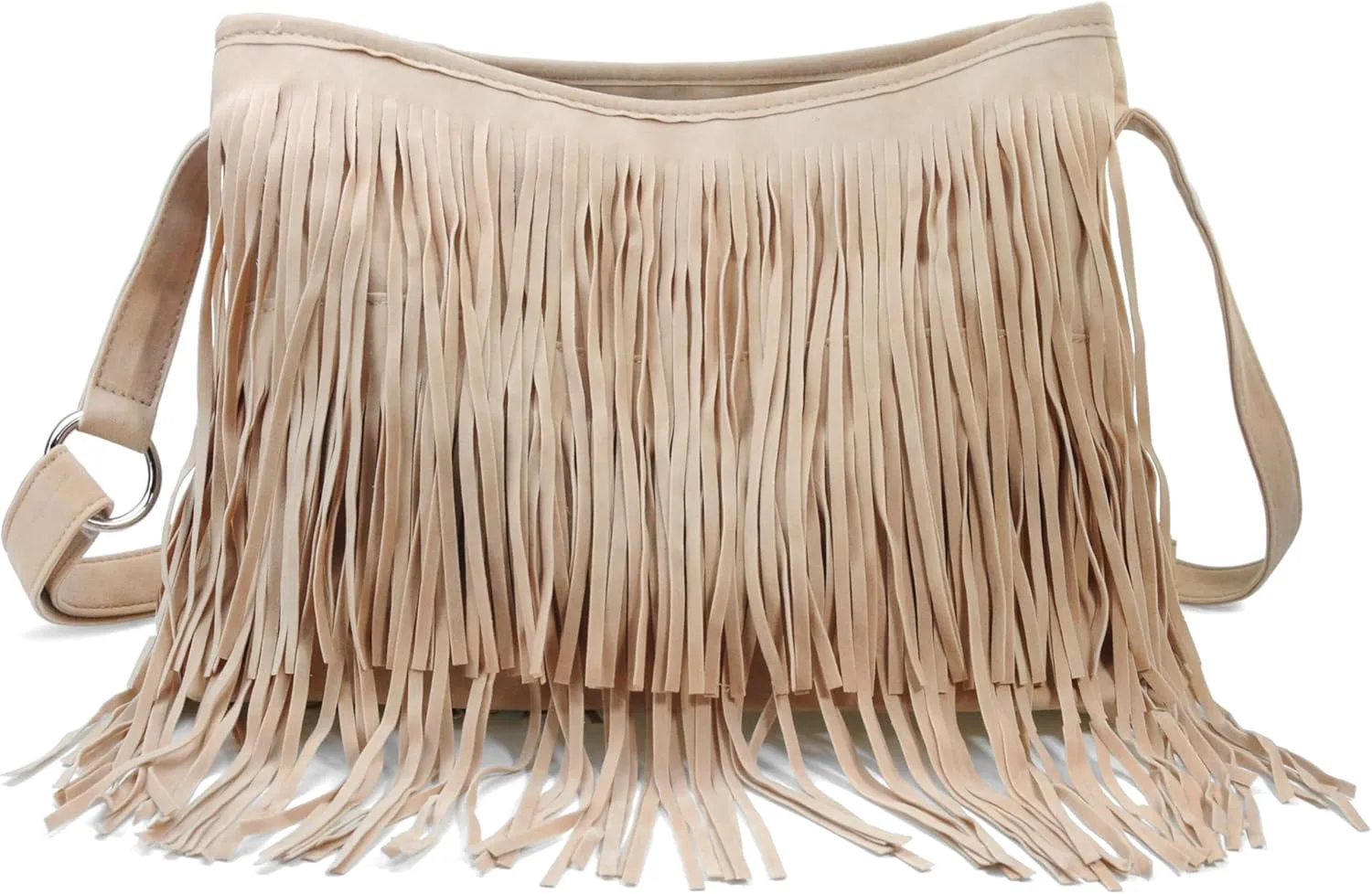 HOXIS Tassel Faux Suede Leather Hobo Cross Body Shoulder Bag Womens Sling Bag