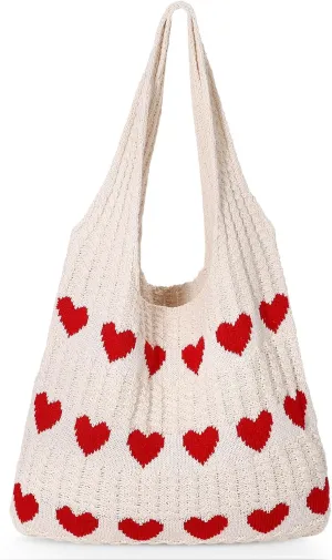 JASGOOD Crochet Beach Bags for Women Knit Summer Vacation Tote Bag Aesthetic Tote Boho Shoulder Handbag