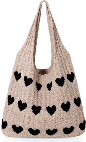 JASGOOD Crochet Beach Bags for Women Knit Summer Vacation Tote Bag Aesthetic Tote Boho Shoulder Handbag