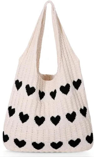 JASGOOD Crochet Beach Bags for Women Knit Summer Vacation Tote Bag Aesthetic Tote Boho Shoulder Handbag
