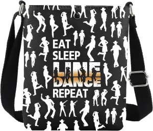 JYTAPP Line Dance Inspired Crossbody Bag Eat Sleep Line Dance Repeat Bag Gift For Line Dance Fan Line Dancing Bag