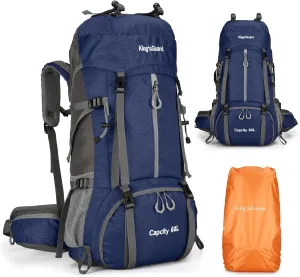 King'sGuard 60L Hiking Backpack, Waterproof Camping Backpacking Backpack for Men Outdoor Climbing Daypack (Navy-Blue)