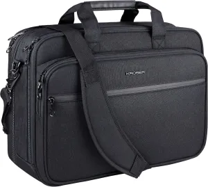 KROSER Laptop Bag Premium Laptop Briefcase Fits Up to 17.3 Inch Laptop Expandable Water-Repellent Shoulder Messenger Bag Computer Bag with RFID Pockets for Travel/Business/Men/Women-Black
