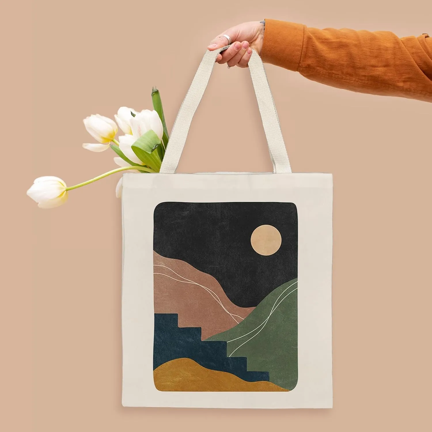 kunlisa Canvas Tote Bag,Western Tote Bag,Western Tote Bags for Women,Reusable Grocery Bags Canvas 14x15 Inch