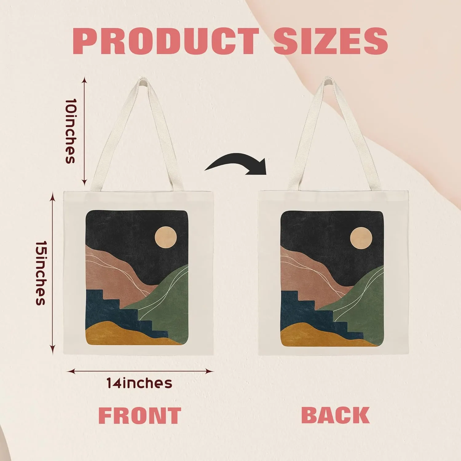 kunlisa Canvas Tote Bag,Western Tote Bag,Western Tote Bags for Women,Reusable Grocery Bags Canvas 14x15 Inch
