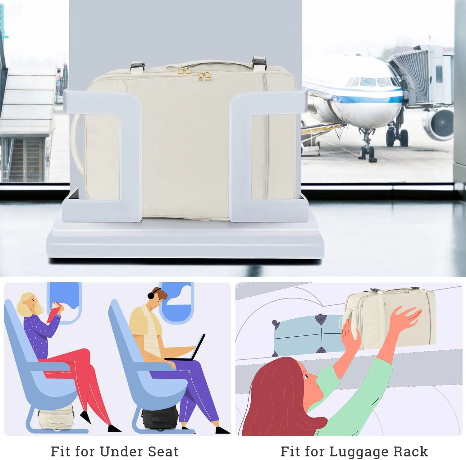 Large Travel Backpack, 40L Carry on Backpack flight Approved, Waterproof Personal Item Size Travel Bag for College, Business, Hiking, Work, Beige