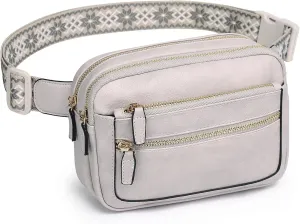 Leather Fanny Pack for Women Men Belt Bag with Multi-function Pocket, Crossbody Fanny Packs for Women Fashion Waist Packs with Adjustable Straps Cross Body Bag Travel Chest Bag
