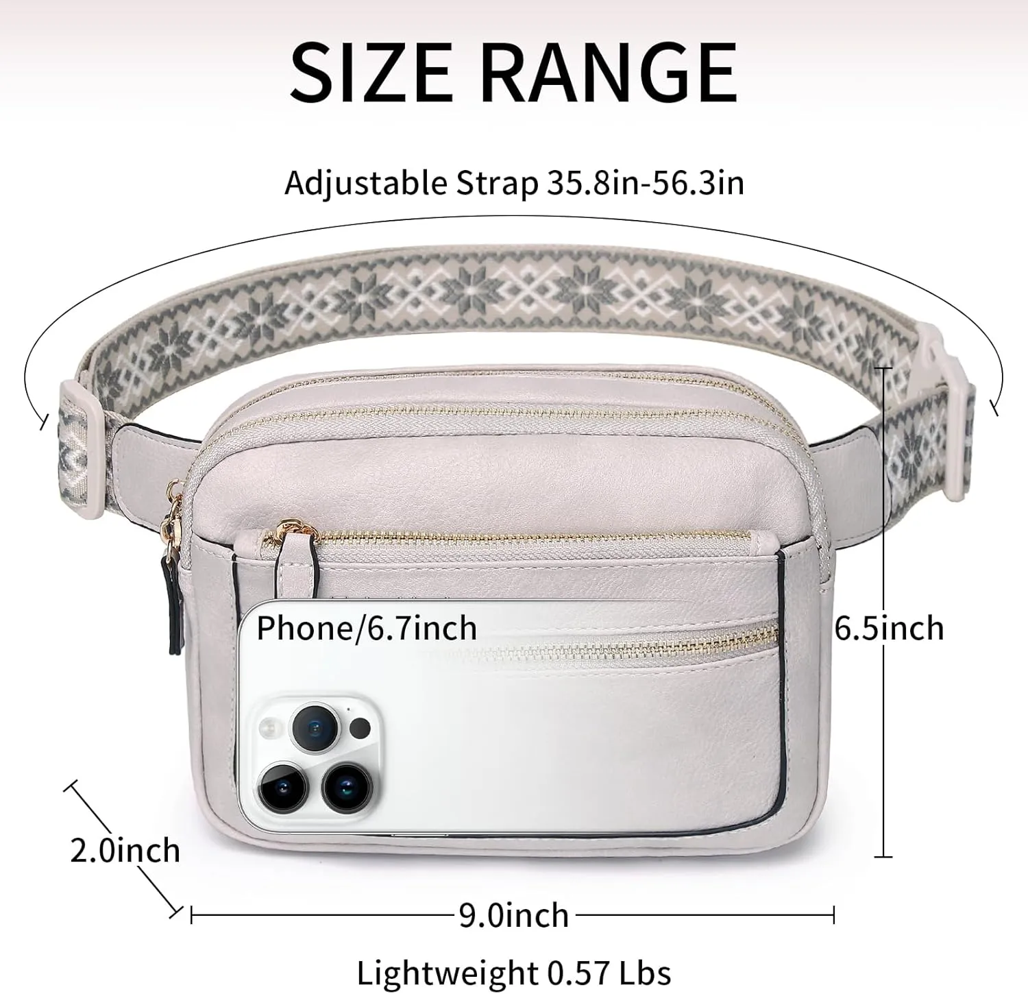 Leather Fanny Pack for Women Men Belt Bag with Multi-function Pocket, Crossbody Fanny Packs for Women Fashion Waist Packs with Adjustable Straps Cross Body Bag Travel Chest Bag