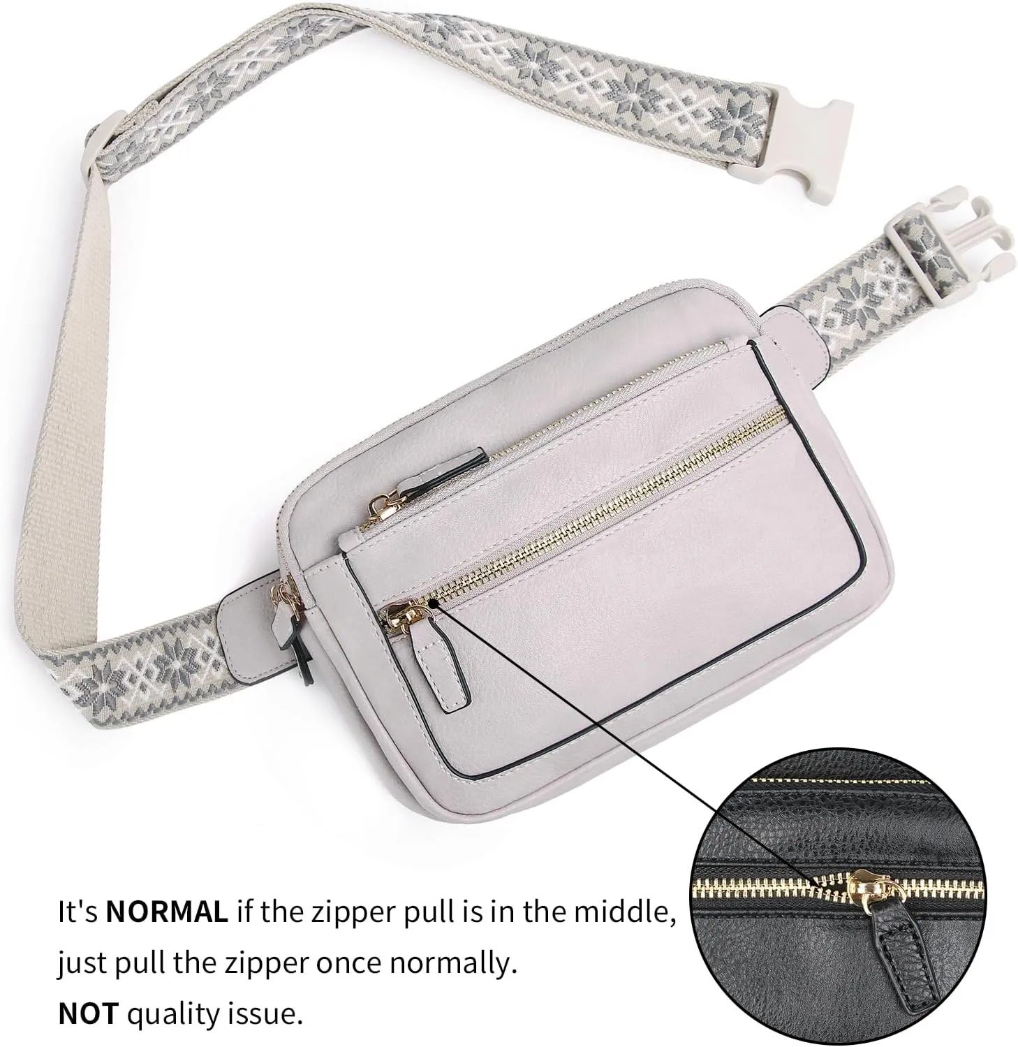 Leather Fanny Pack for Women Men Belt Bag with Multi-function Pocket, Crossbody Fanny Packs for Women Fashion Waist Packs with Adjustable Straps Cross Body Bag Travel Chest Bag