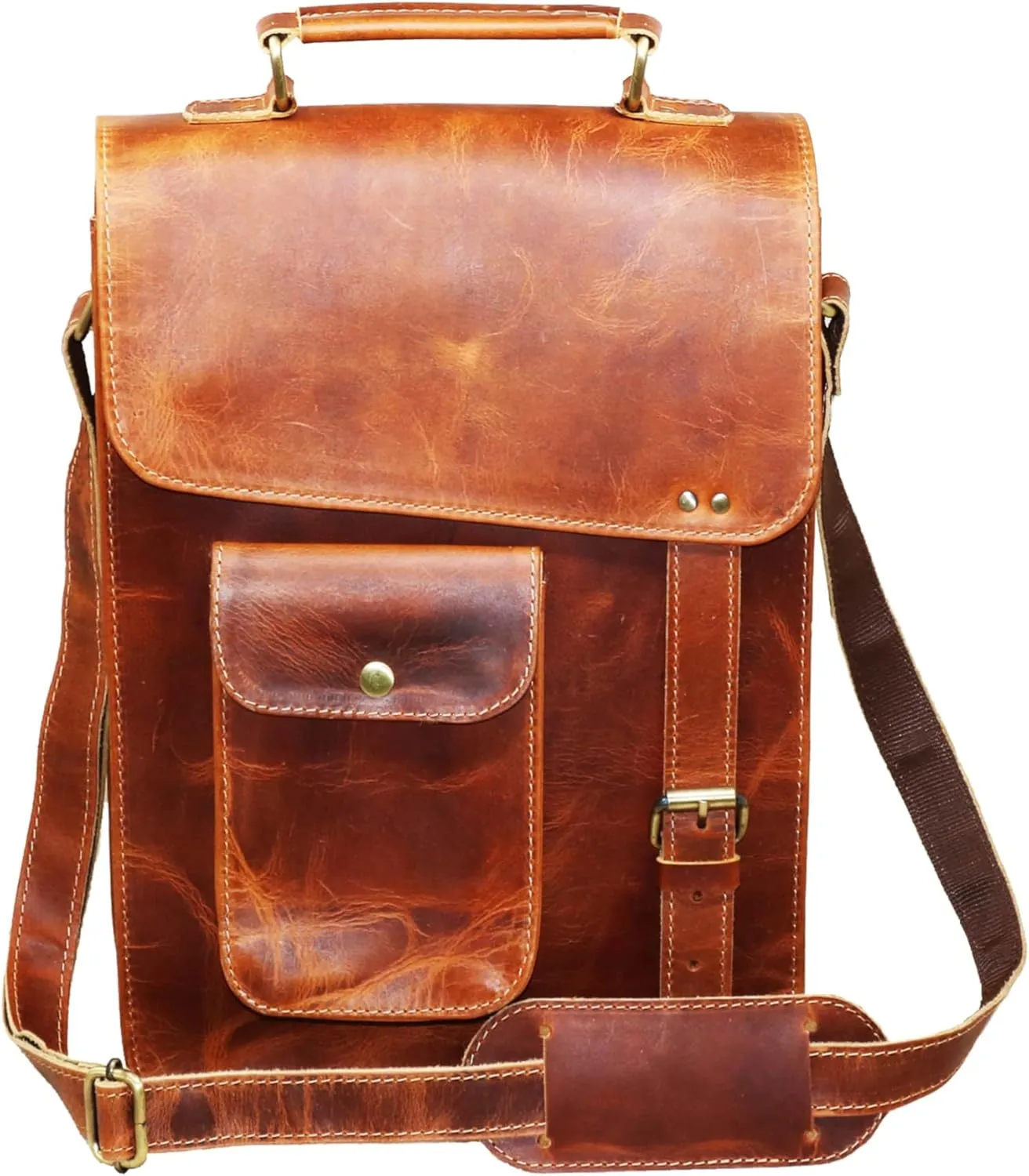 Leather messenger bag shoulder bag cross body vintage messenger bag for women & men satchel man purse