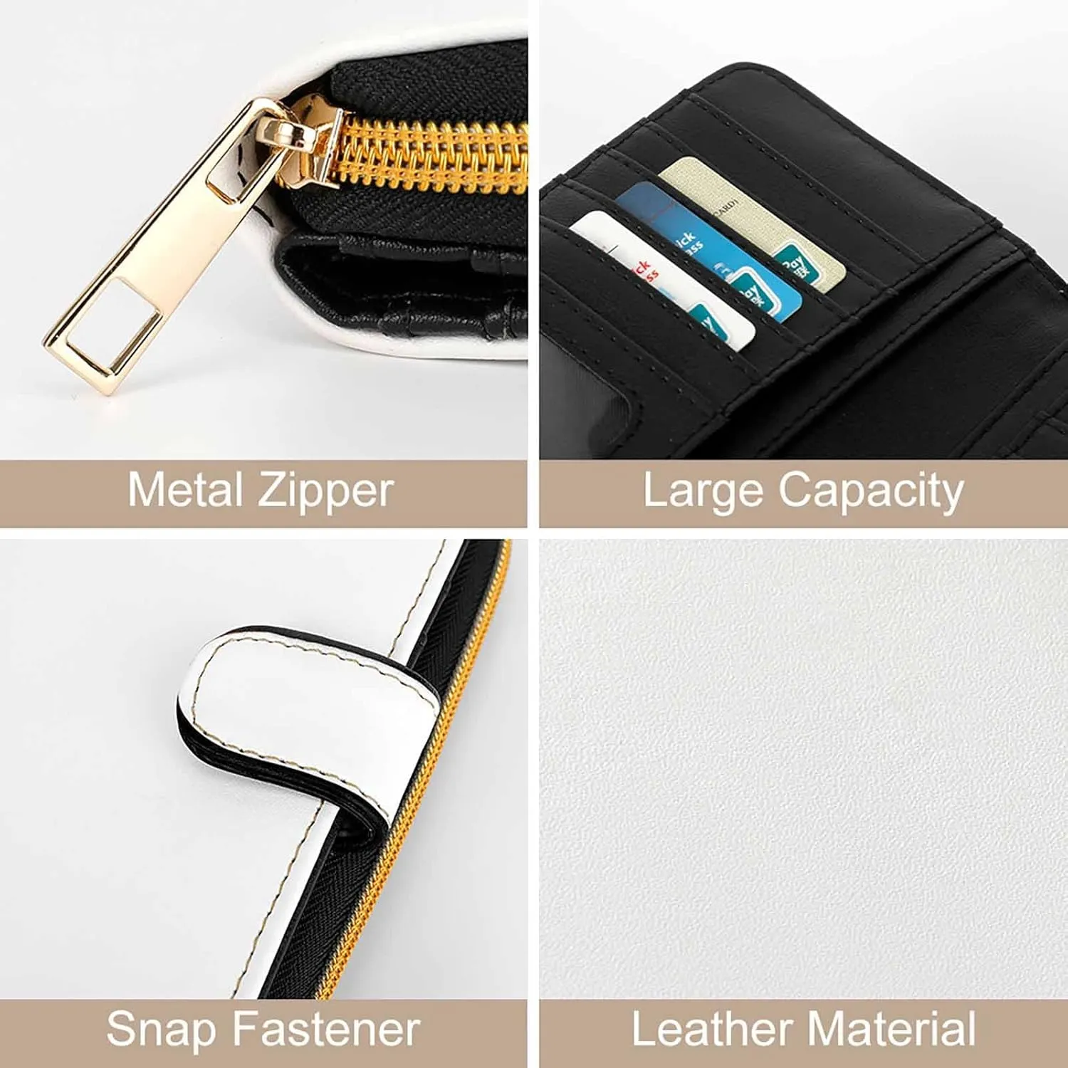 Long Wallet for Women Leather Wallet for Men Large Capacity Wristlet Wallets With 12 Card Holder Donkey on Green Meadow Change Purse