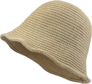 MILAKOO Crochet Bucket Hat Knit Braided Floppy Soild Color Cap for Women Foldable Sun Bowler Hat