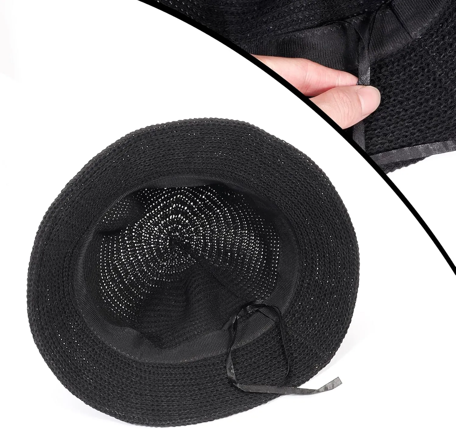 MILAKOO Crochet Bucket Hat Knit Braided Floppy Soild Color Cap for Women Foldable Sun Bowler Hat