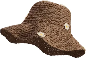 MILAKOO Crochet Bucket Hat Knit Braided Floppy Soild Color Cap for Women Foldable Sun Bowler Hat