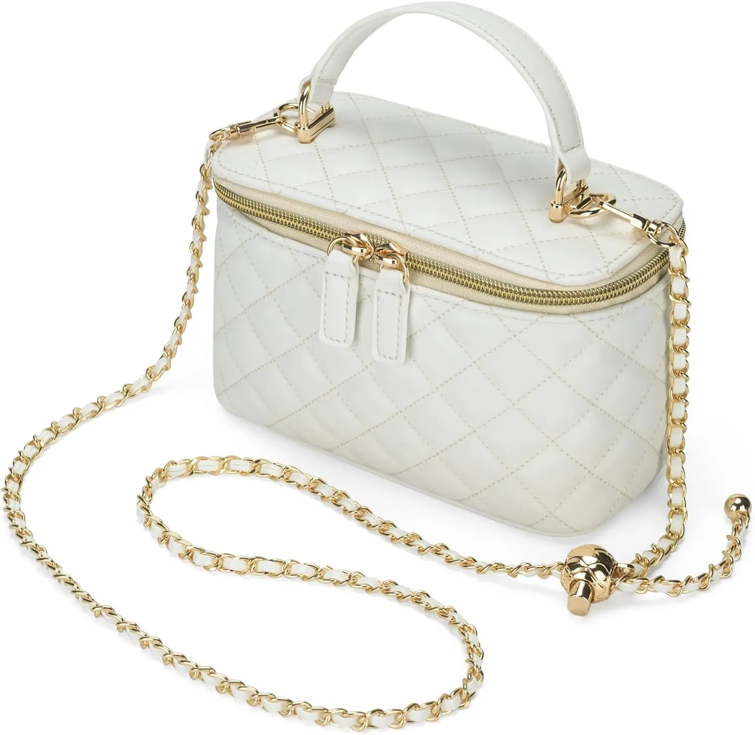 Mini Quilted Box Crossbody Bags for Women, Small Square Designer Clutch Purses with Adjustable Chain Strap