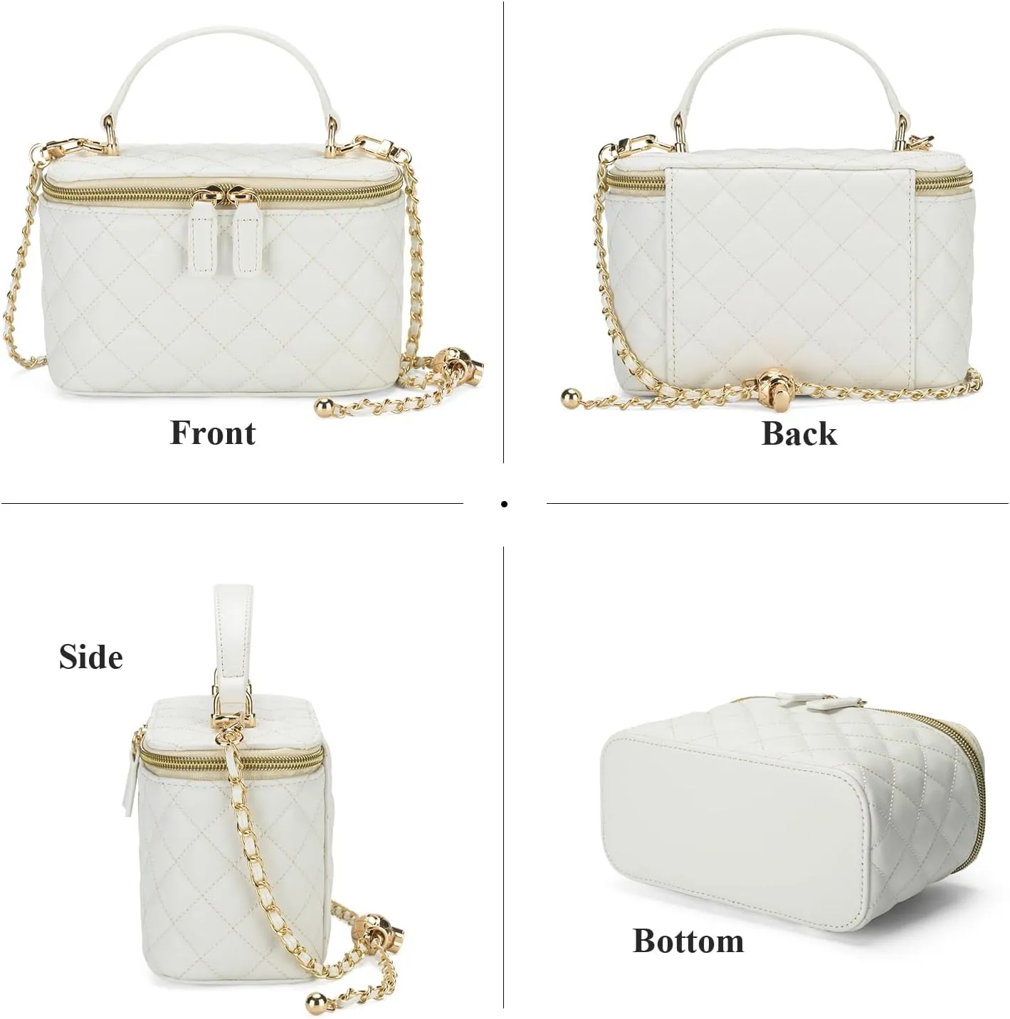 Mini Quilted Box Crossbody Bags for Women, Small Square Designer Clutch Purses with Adjustable Chain Strap