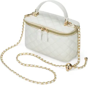 Mini Quilted Box Crossbody Bags for Women, Small Square Designer Clutch Purses with Adjustable Chain Strap